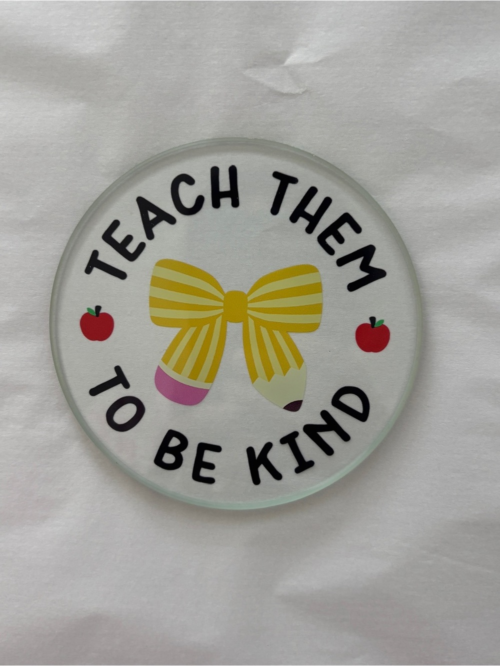 Hobby Lobby "Teach Them To Be Kind" Teacher Glass Coaster | Classroom Decor